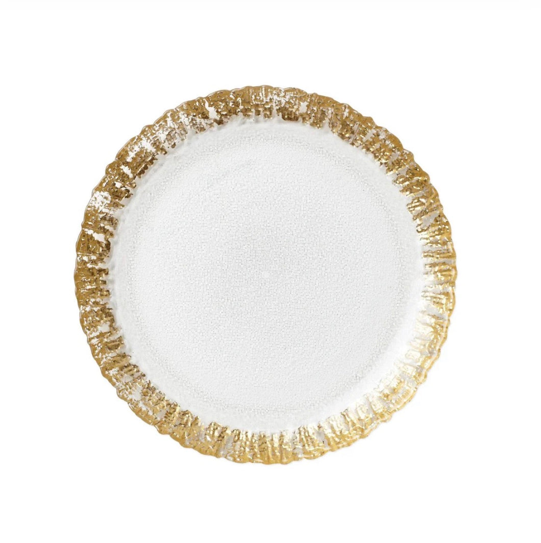 Vietri Rufolo Glass Gold Round Platter