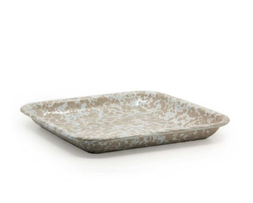 Taupe Swirl Square Plate