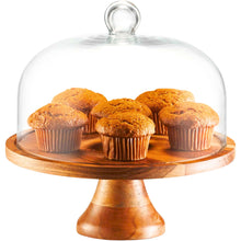 Load image into Gallery viewer, Acacia Cake Stand with Acrylic Dome
