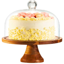 Load image into Gallery viewer, Acacia Cake Stand with Acrylic Dome
