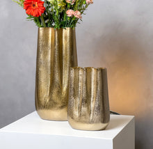 Load image into Gallery viewer, Sculpted Gold Vase
